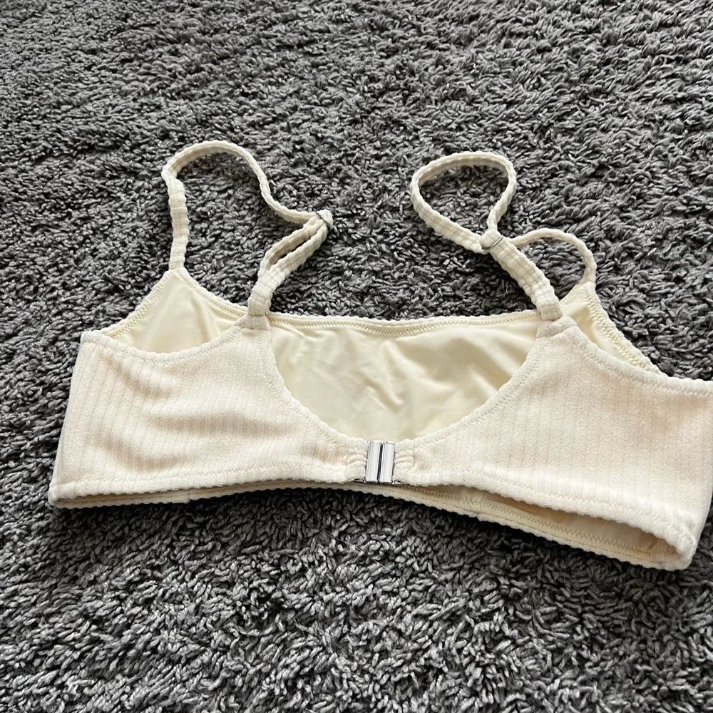TJ SWIM Cream Ribbed Bikini Top - Picture 3 of 5